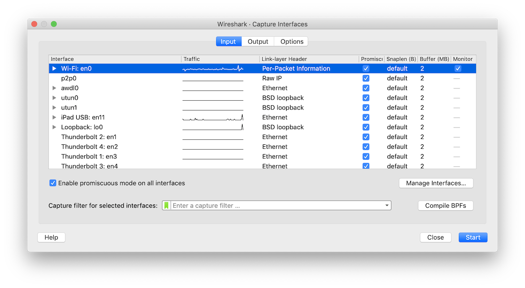 Wireshark Capture Options